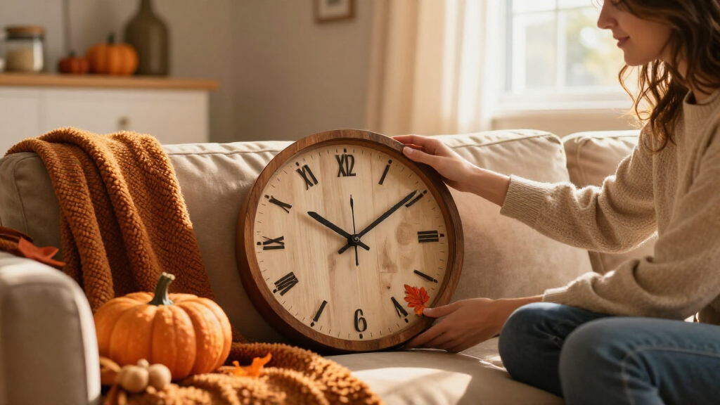 cozy fall-themed wall clocks