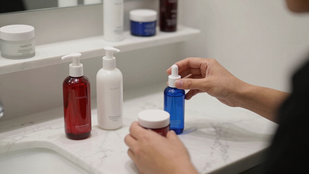 red, white, and blue skincare sets