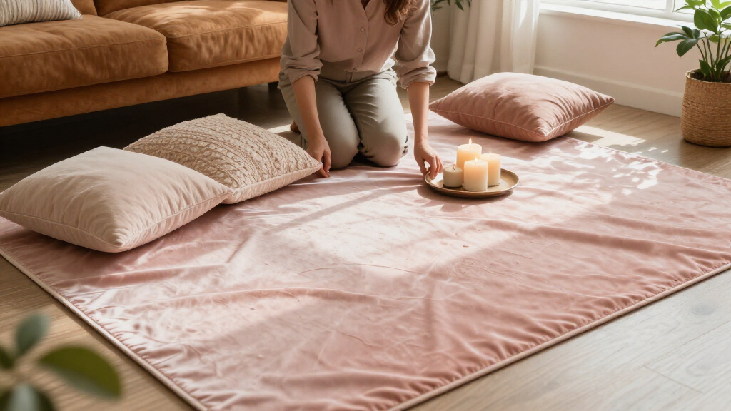 yilong blush pink silk rug