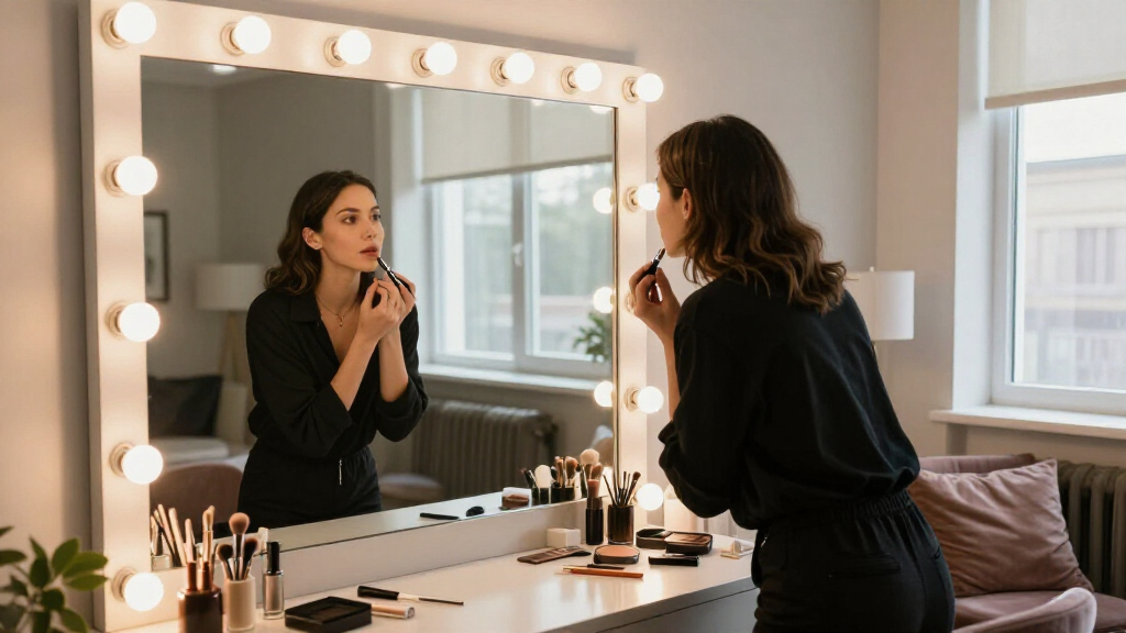 large vanity mirror with bulbs for celebrity makeup