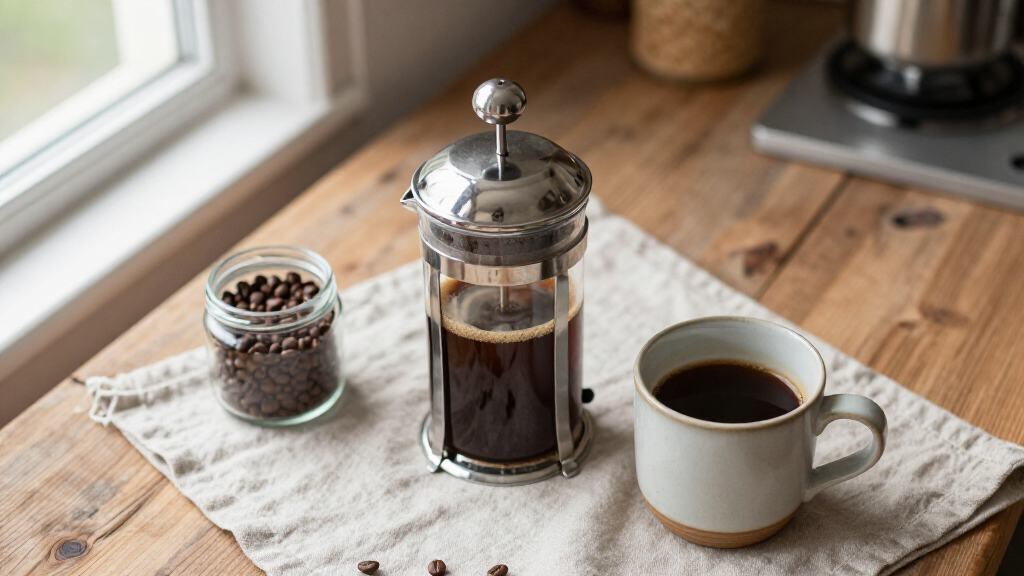 french press with premium filter system