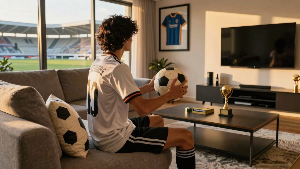soccer-themed living room decor