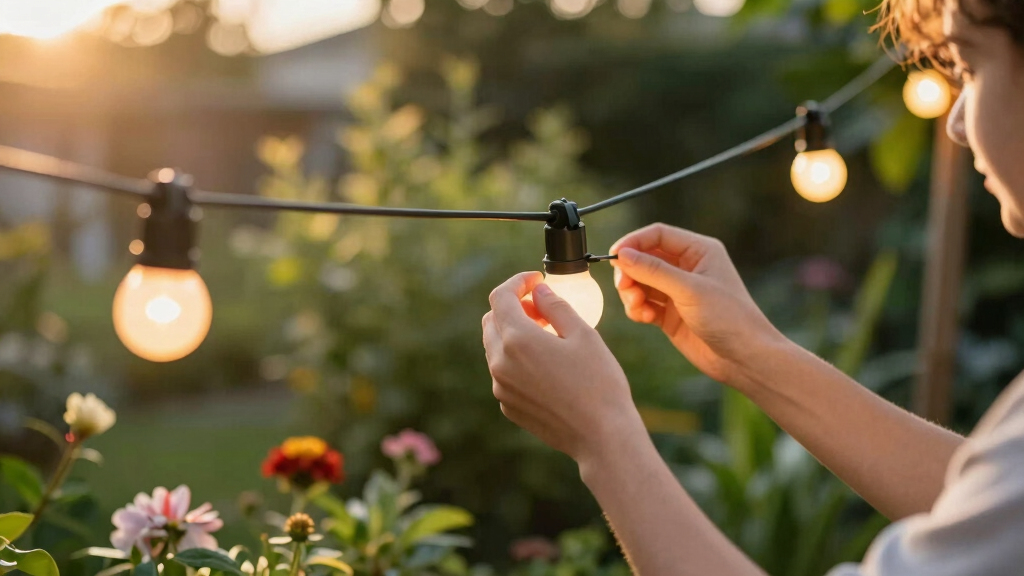 solar-powered outdoor string lights