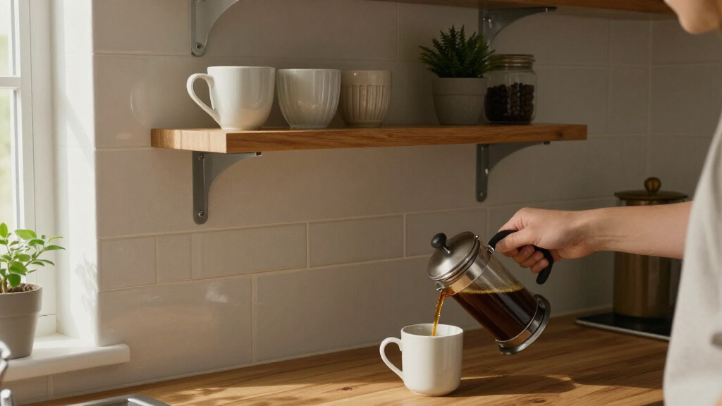 floating shelves for coffee bar