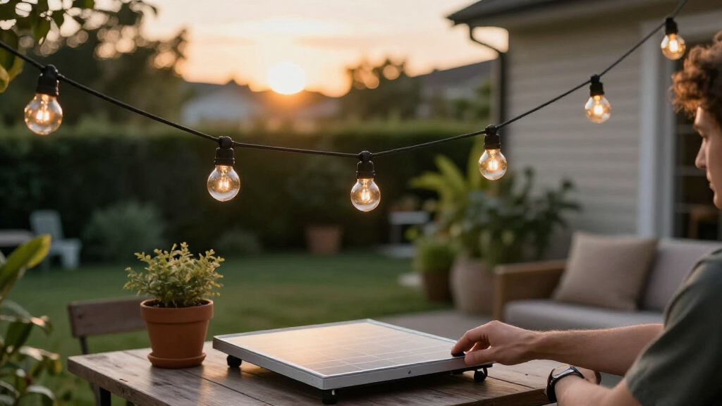 solar-powered outdoor string lights