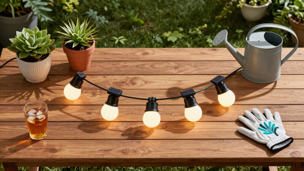 solar-powered outdoor string lights
