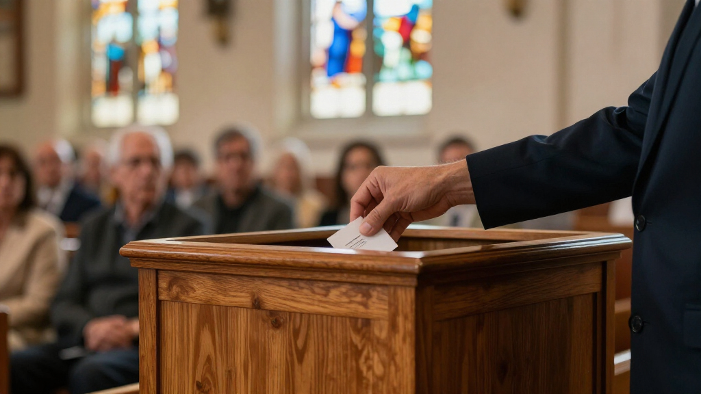 church giving box stand