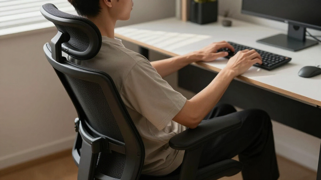 office chair with headrest and lumbar support
