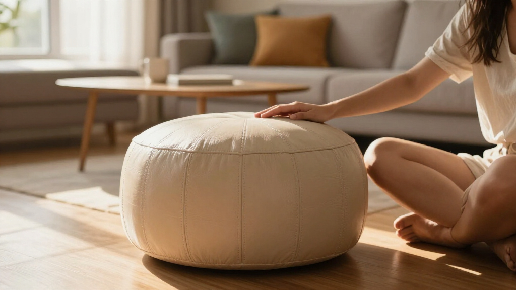 faux leather poufs