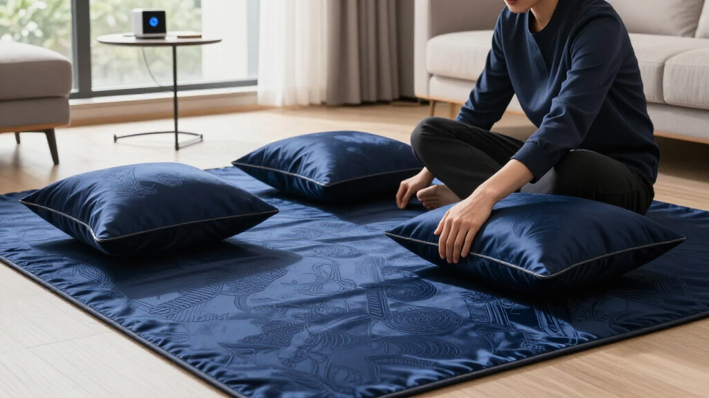 yilong navy silk area carpet
