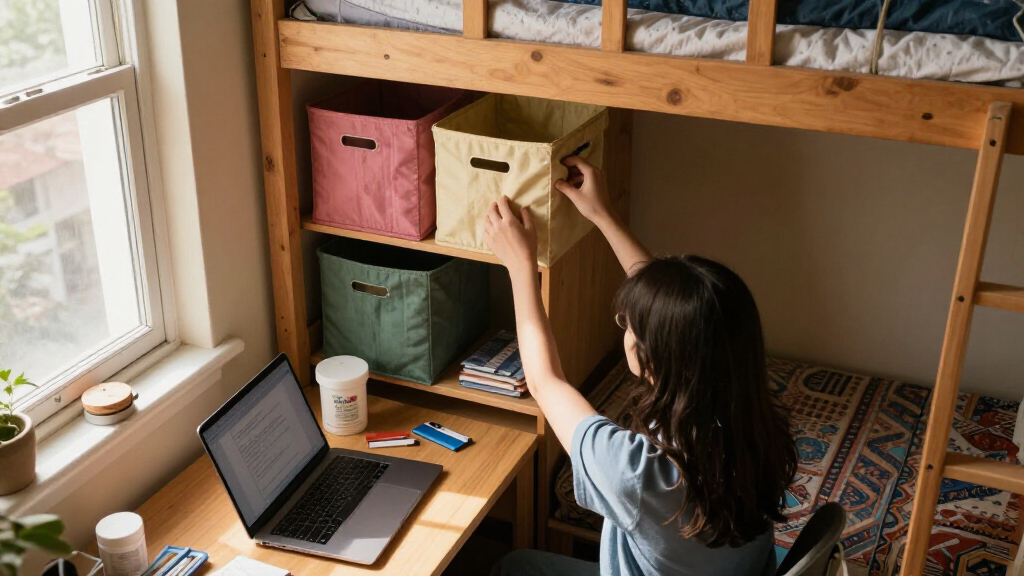 multifunctional dorm room storage bins
