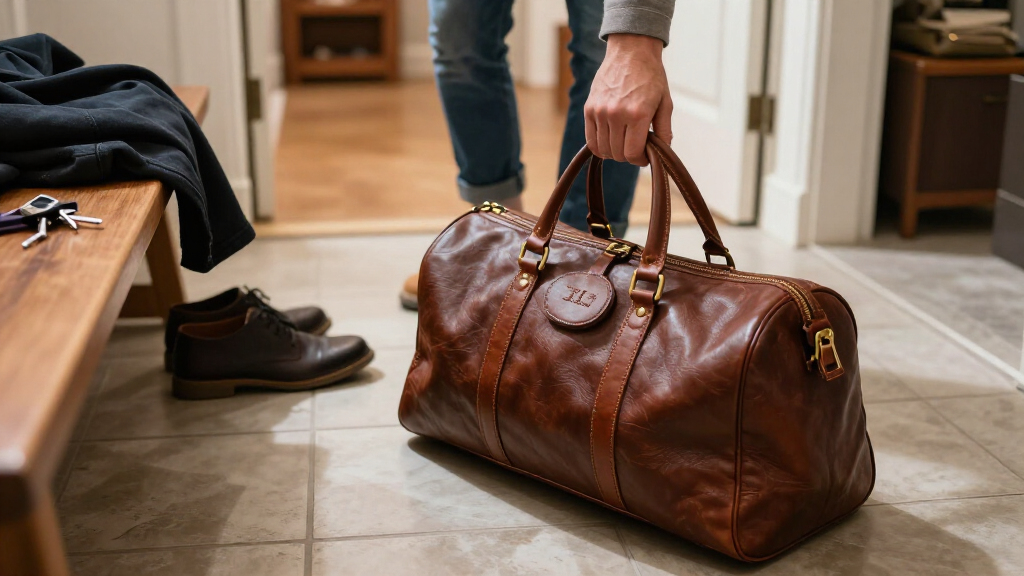 premium leather duffle bags for weekend trips