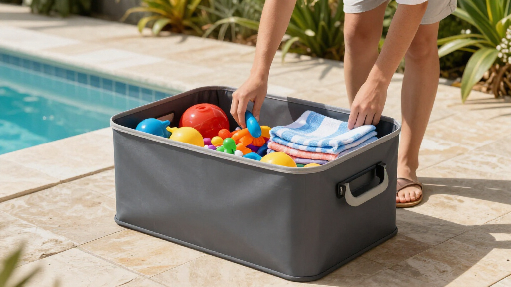 compact poolside storage