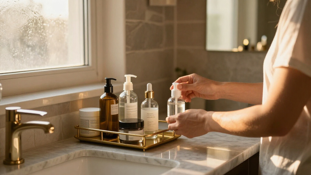 countertop organizer for skincare bottles premium