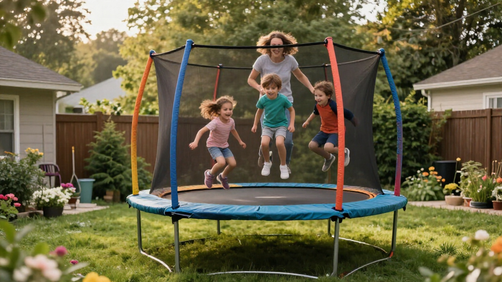 trampoline for backyard kids with enclosure