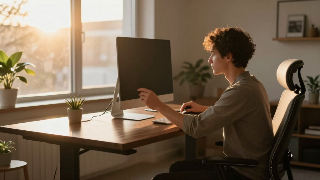 Premium standing desk for hybrid work