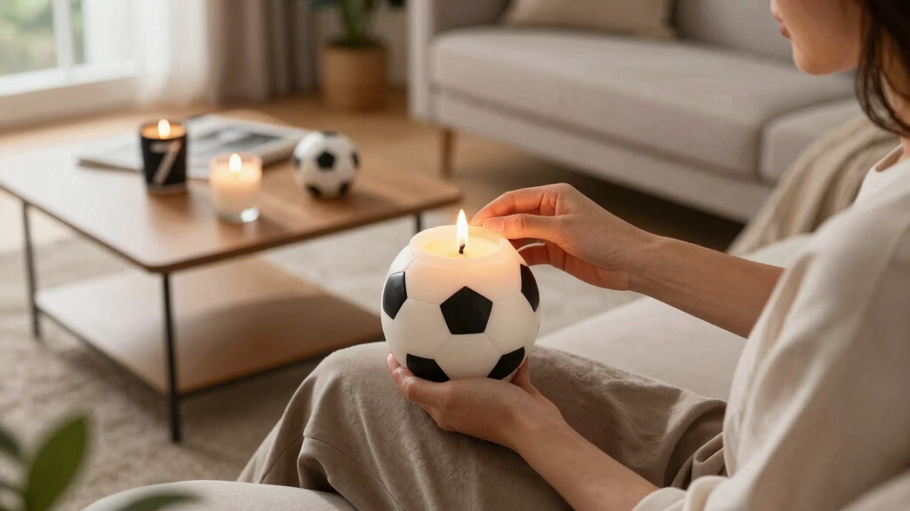 soccer-themed decorative candles