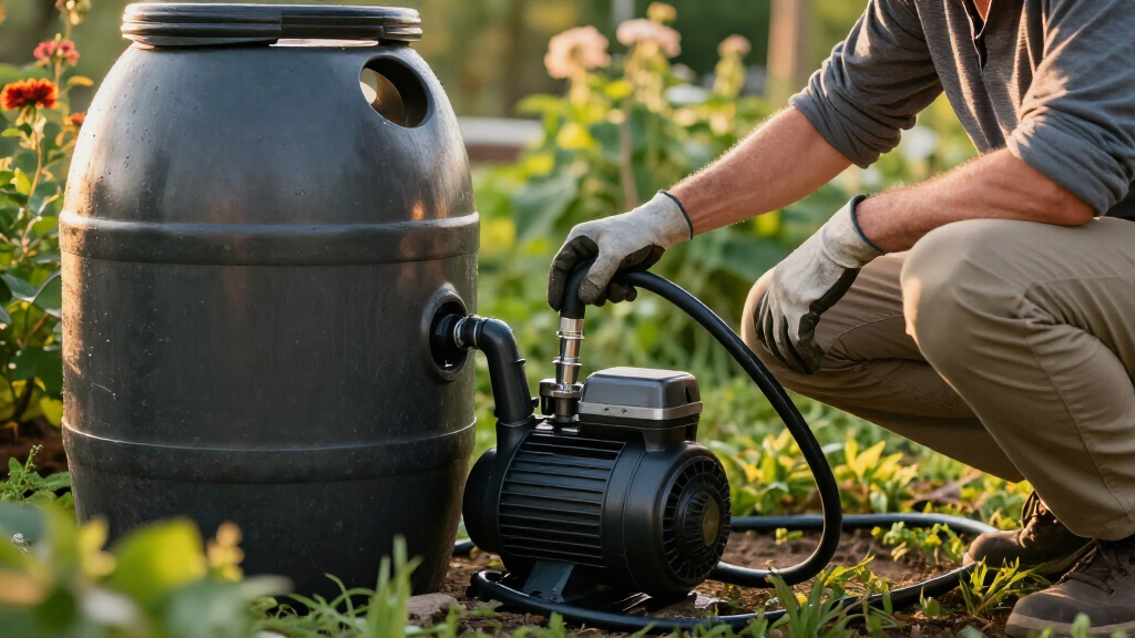 submersible pump for rain barrel irrigation