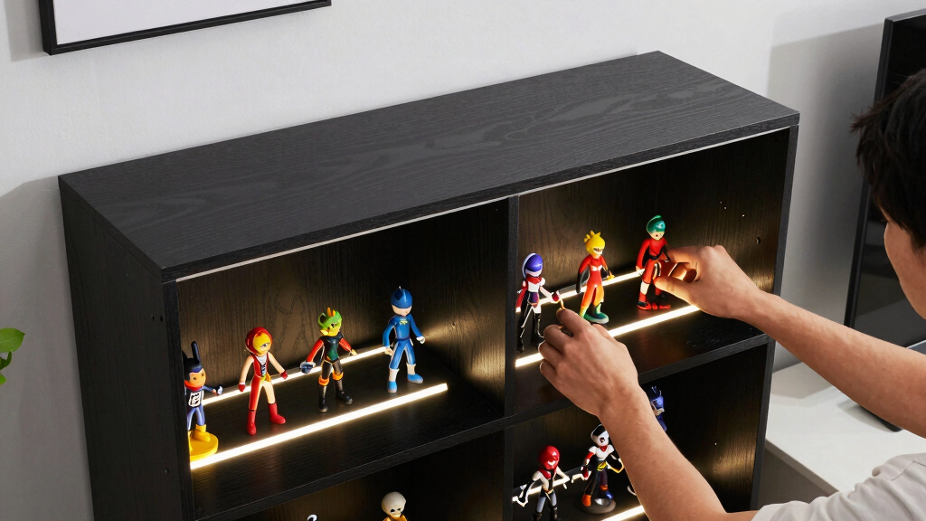 bookcase with led lights for fan collections