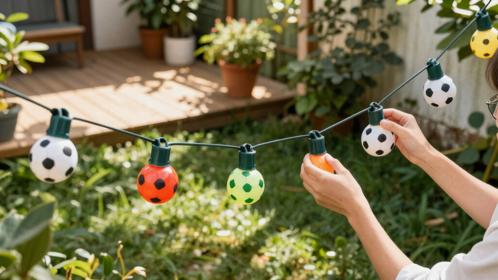 soccer-themed outdoor string lights
