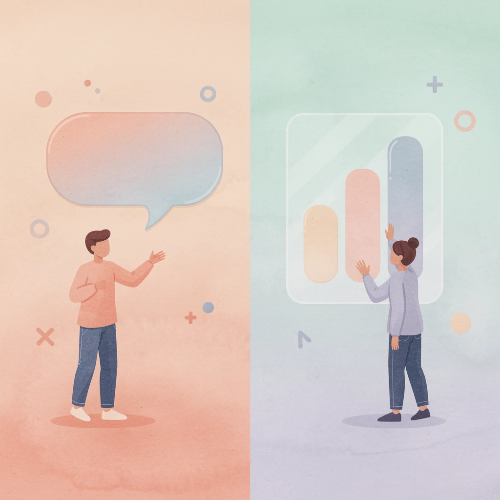 Split scene showing the difference between basic chatbot interactions and comprehensive AI property management