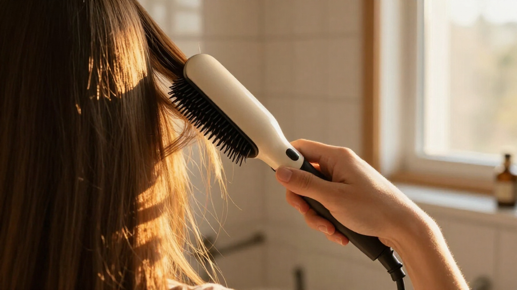 hair straightener brush heated