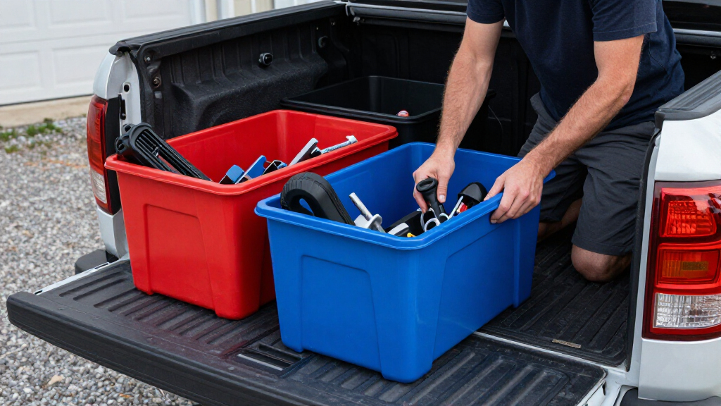 truck bed organization bins