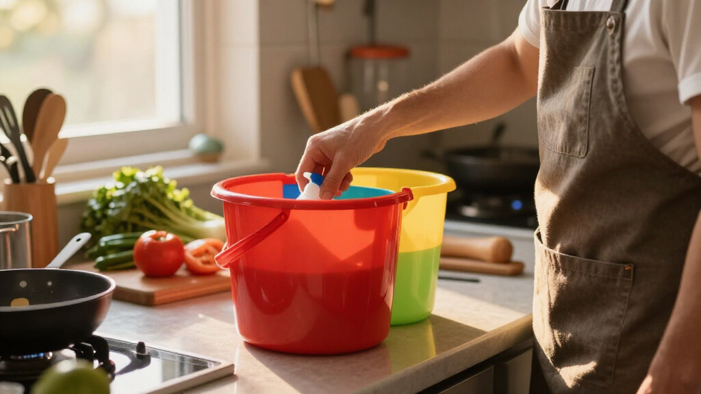 colorcoded sanitizer buckets