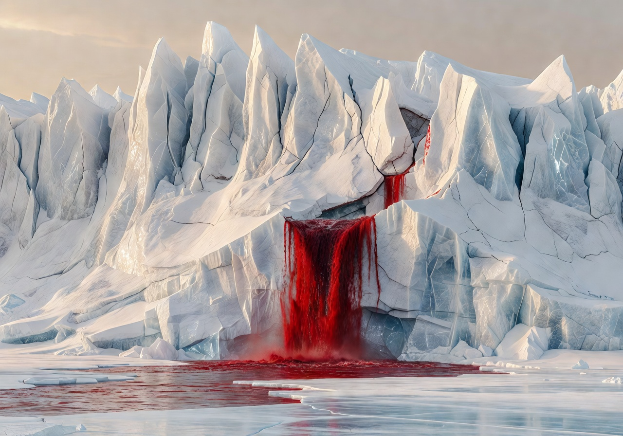 Защо в Антарктида има червен водопад?