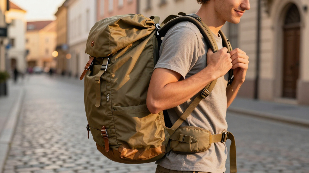 travel backpack with hip belt for europe