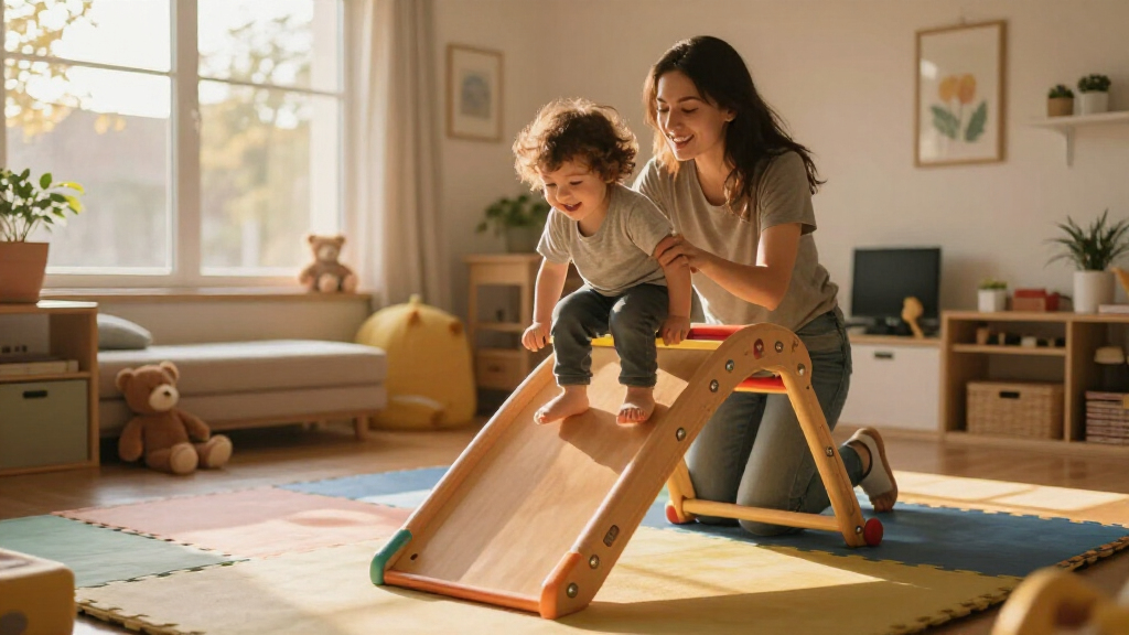 indoor jungle gym for toddlers with adjustable ramp angle