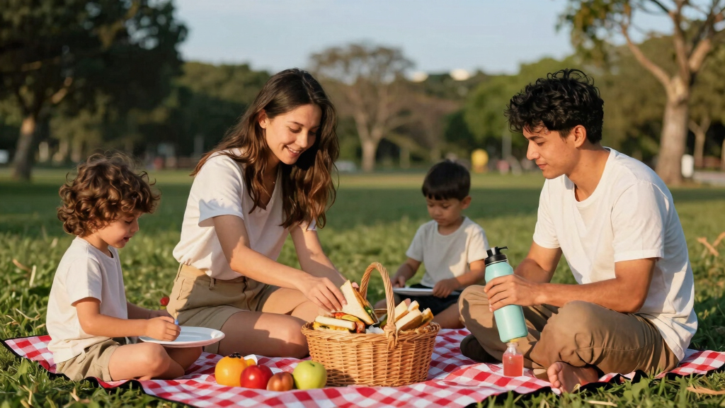 family outdoor picnic supplies