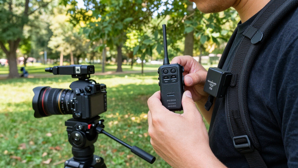 wireless audio transmitter system for camera to recorder