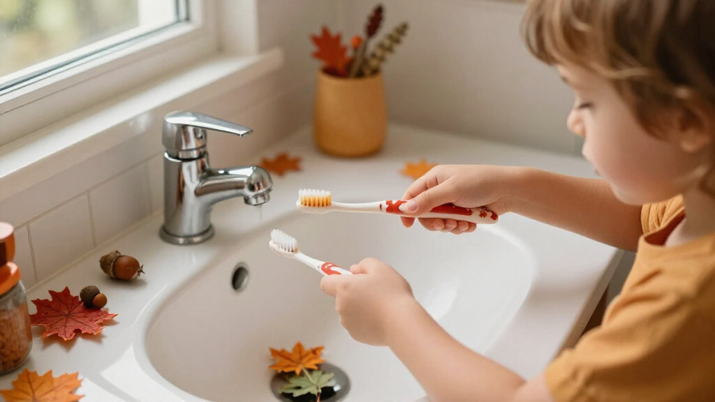 kids' fall-themed toothbrushes