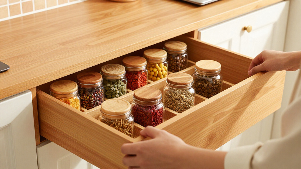 spice racks and drawer organizers