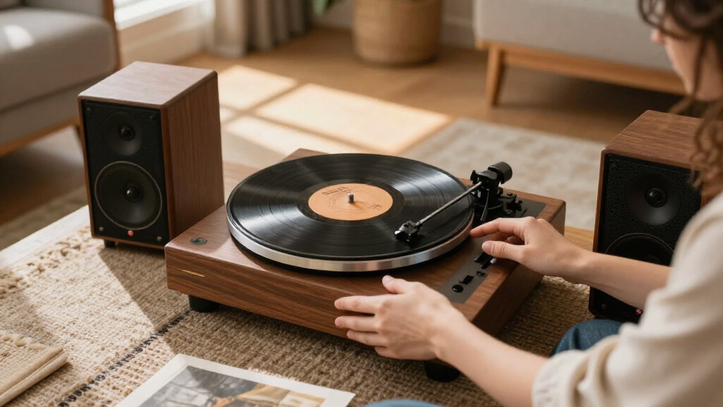 turntable record player with speakers