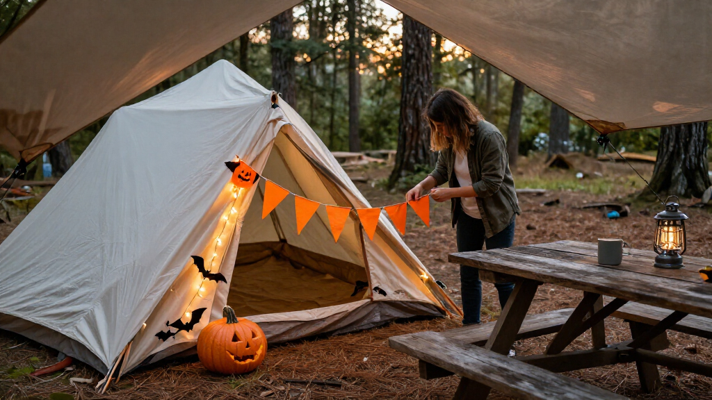 Halloween-themed camping decorations