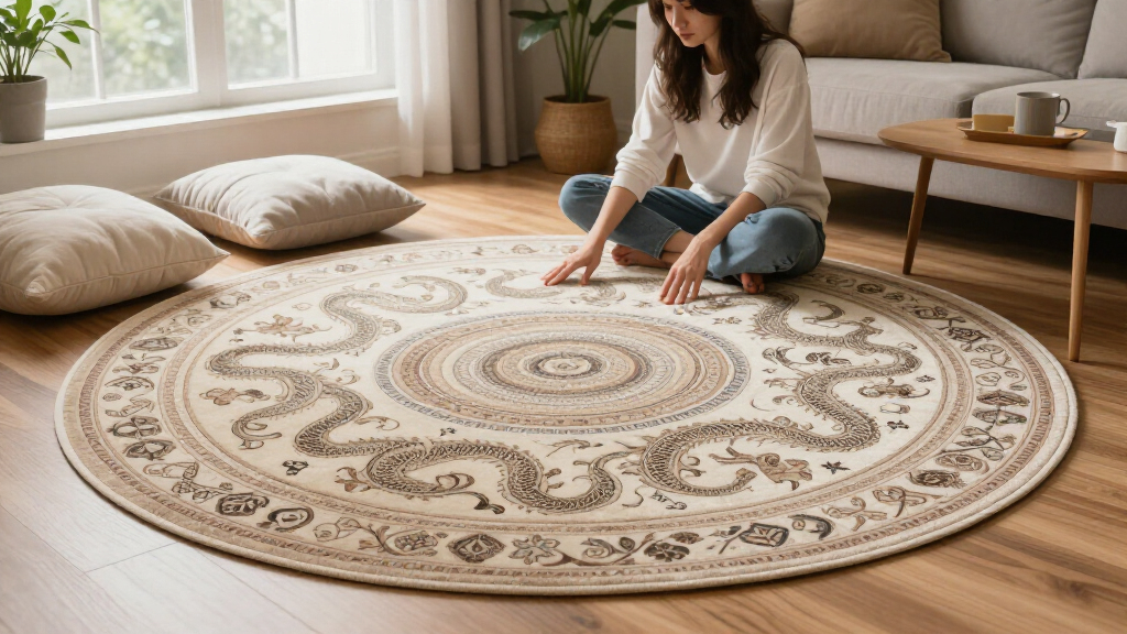 yilong round silk rug 8 ft