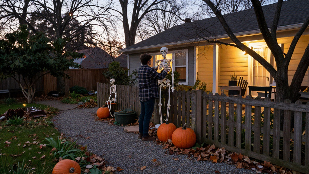 outdoor Halloween skeleton decorations