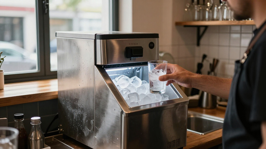 Freestanding commercial ice machine