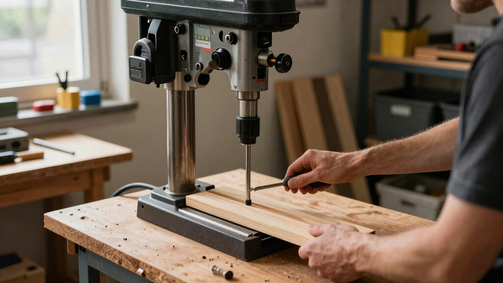 benchtop drill press for a garage workshop