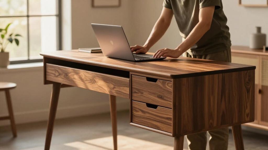 Standing desk with drawers for home office