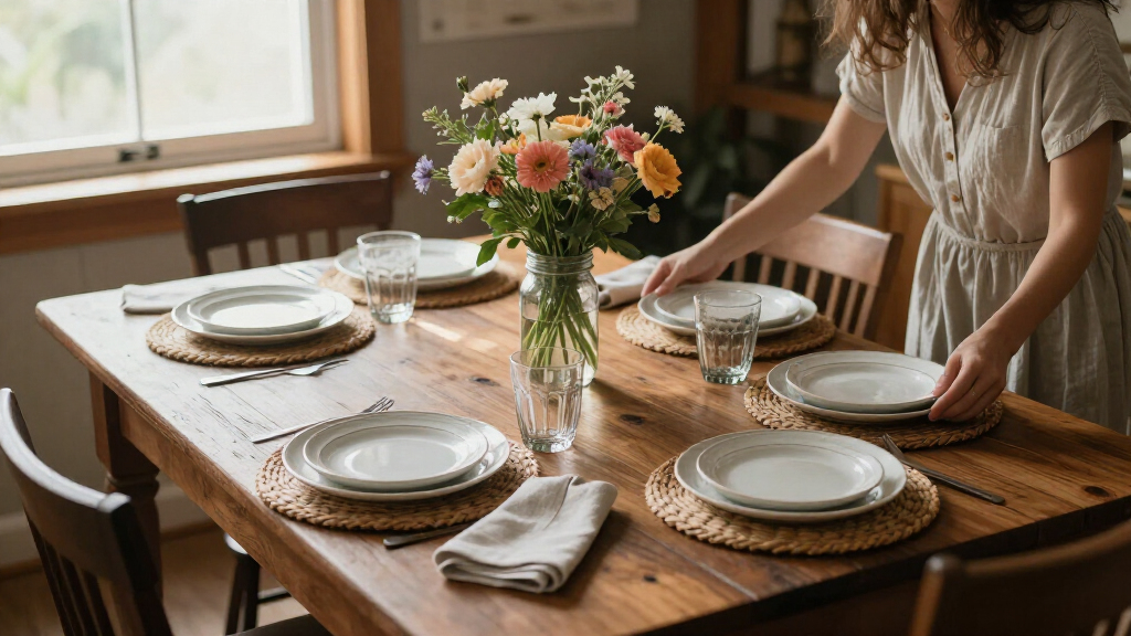 dining table set farmhouse style for 6