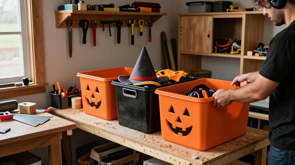 Halloween costume storage bins