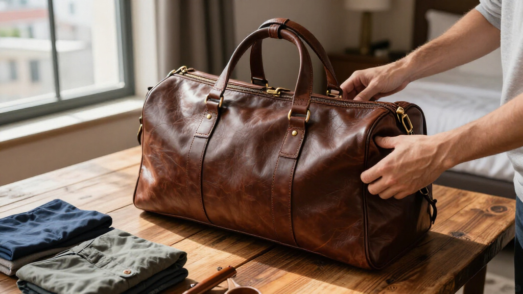 premium leather duffle bags for weekend trips
