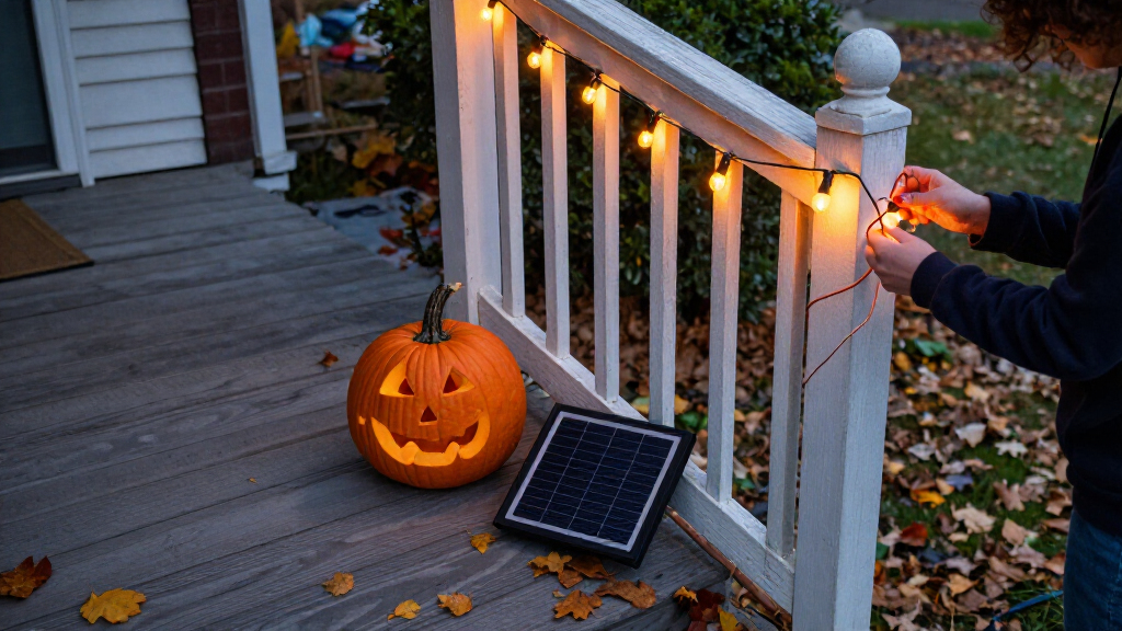 solar powered Halloween string lights
