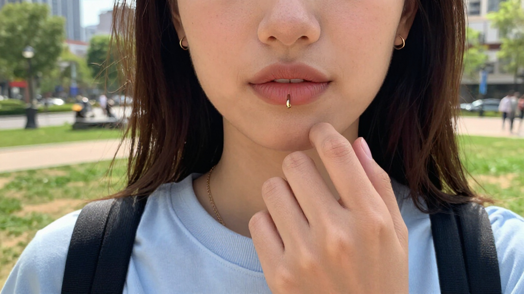 18k gold lip ring 16g 10mm