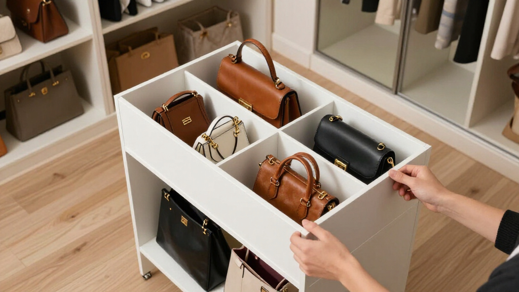 closet organizer systems for handbag storage