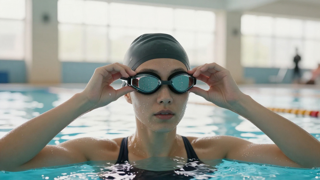 swim goggles with heads up display