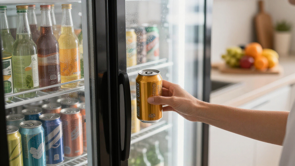 beverage refrigerator with glass door display